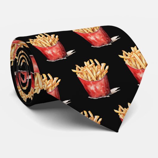 Cravate Joli motif de frites carrelées (Roulé)