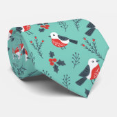 Cravate Joli Motif de Noël et de feuillage (Roulé)