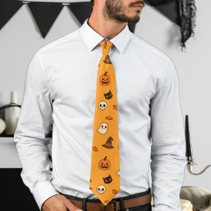 Cravate Joli motif d'Halloween – Citrouilles, fantômes et