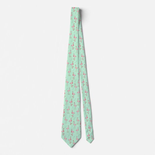 Cravate Joli motif flamant rose Noël (Devant)