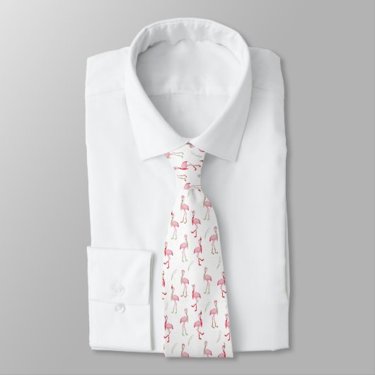 Cravate Joli motif flamant rose Noël (Attaché)