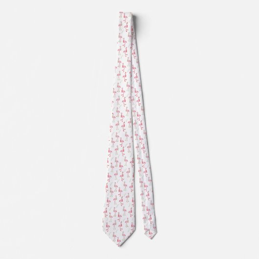 Cravate Joli motif flamant rose Noël (Devant)