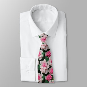 Cravate Joli motif fleuri rose boho