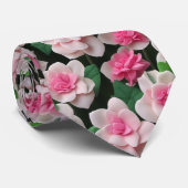 Cravate Joli motif fleuri rose boho (Roulé)