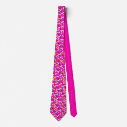 Cravate Joli motif rose et arc-en-ciel (Devant)