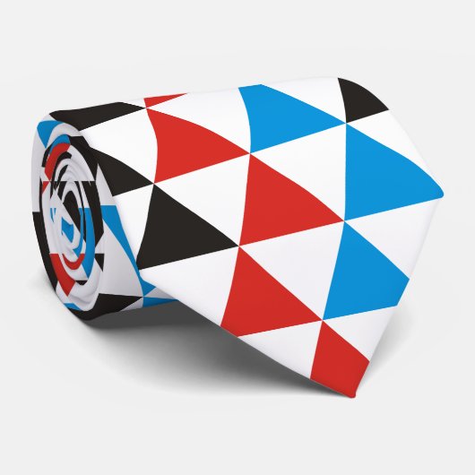 Cravate Joli motif triangle noir rouge bleu + votre idée (Roulé)