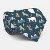 Cravate Joli Noël Animaux d'hiver Motif rustique (Roulé)