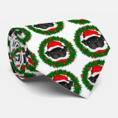 Cravate Joli Noël Carlin noir Père Noël en couronne (Roulé)