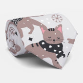 Cravate Joli Noël Kitty Chat Motif (Roulé)