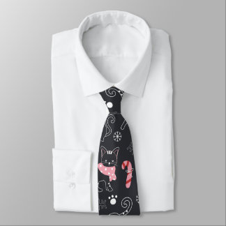 Cravate Joli Noël Kitty Chat Motif