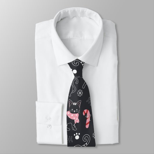 Cravate Joli Noël Kitty Chat Motif (Attaché)