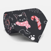 Cravate Joli Noël Kitty Chat Motif (Roulé)