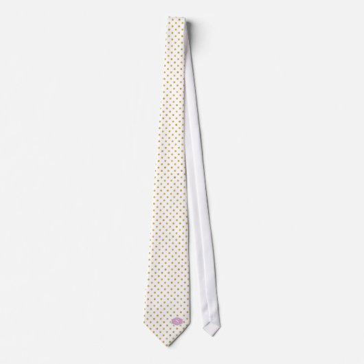 Cravate Joli or et blanc motif pois monogramme (Devant)