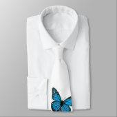 Cravate Joli paon et papillons bleus (Attaché)