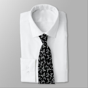 Cravate Joli Papillons noirs et blancs Motif Motif