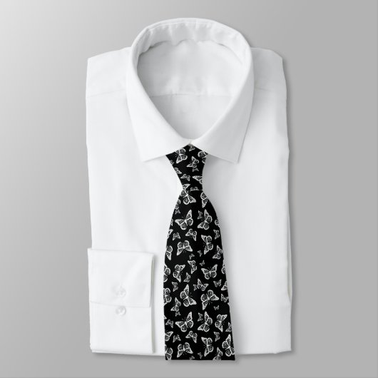 Cravate Joli Papillons noirs et blancs Motif Motif (Attaché)