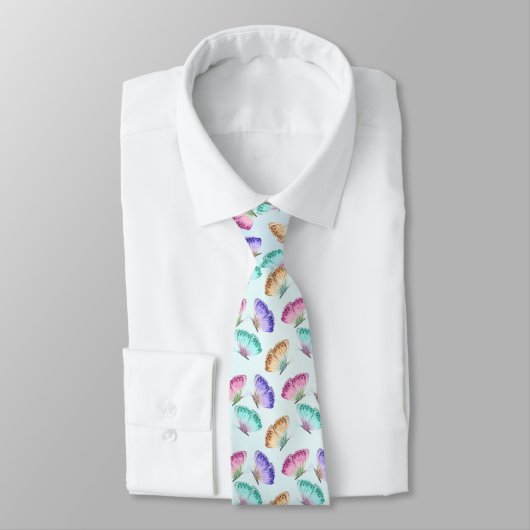 Cravate Joli Pastel Motif d'aquarelle papillon (Attaché)