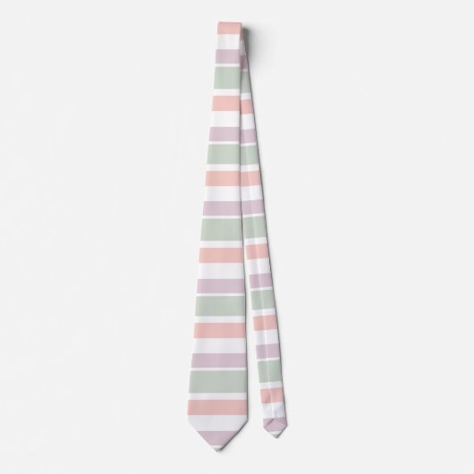 Cravate Joli pastel motif rose-vert violet rayures (Devant)