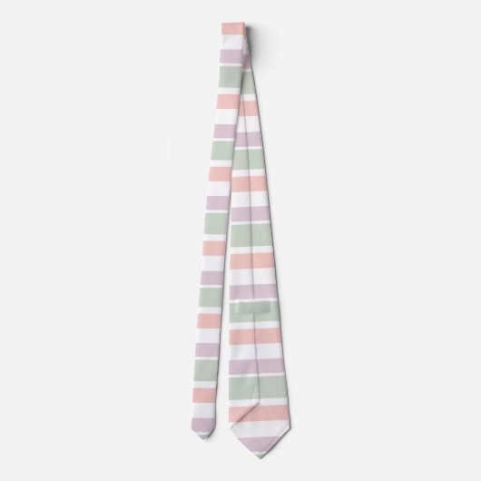 Cravate Joli pastel motif rose-vert violet rayures (Dos)