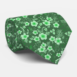 Cravate Joli petit motif floral vert pour l'été