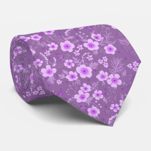 Cravate Joli petit motif floral violet pour l'été