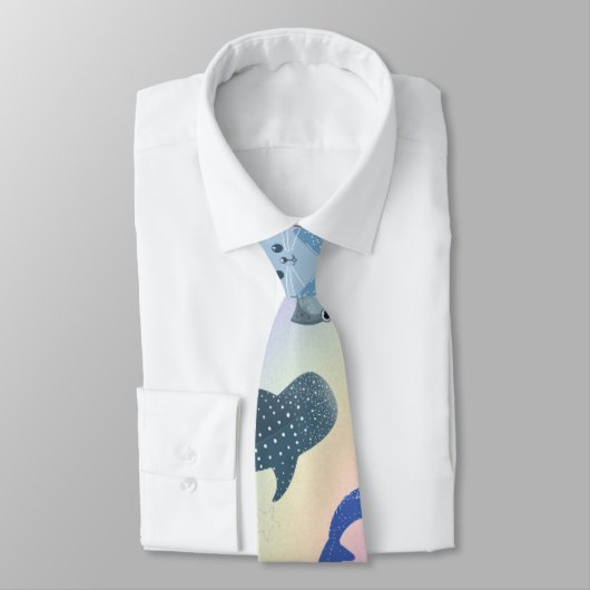 Cravate Joli phoque de poisson Ray Whale sur gradient Rain (Attaché)