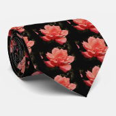 Cravate Joli rose rose Peach floral (Roulé)