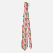 Cravate Joli sapin de Noël Motif rose vert rouge (Devant)