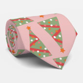 Cravate Joli sapin de Noël Motif rose vert rouge (Roulé)