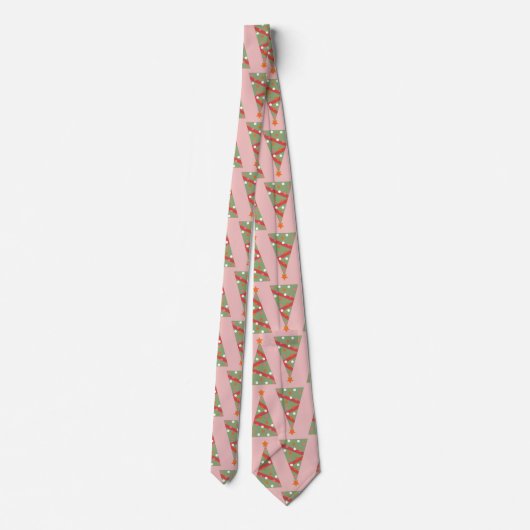 Cravate Joli sapin de Noël Motif rose vert rouge (Dos)