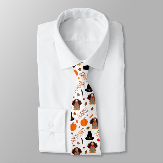 Cravate Joli Thanksgiving Motif Gobble Remercier (Attaché)