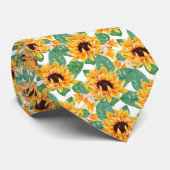 Cravate Joli tournesol Jaune et Motif vert (Roulé)