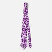 Cravate Joli violet blanc rose motif (Devant)