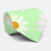 Cravate Jolie aquarelle colorée Motif marguerite vert (Roulé)