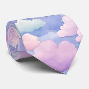 Cravate Jolie aquarelle nuages pastel