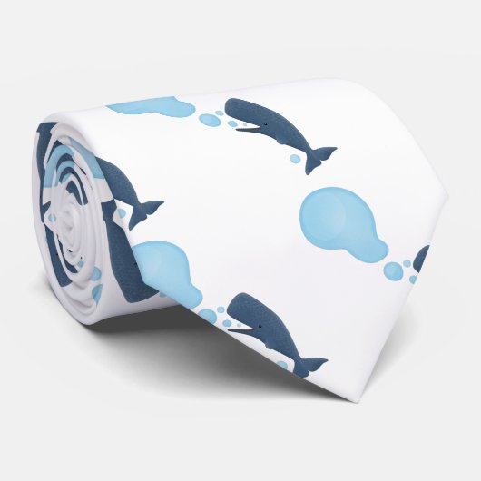 Cravate Jolie baleine à sperme soufflant bulles dessin (Roulé)