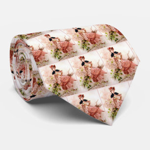 Cravate Jolie Dame Vintage En Robe Rose