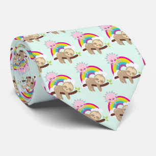 Cravate Jolie fentes en azy avec Motif Sun et Rainbow