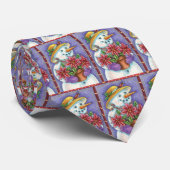 Cravate Jolie fille de Noël Snowman avec Poinsettia (Roulé)