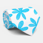 Cravate Jolie fleur - bleu ciel sur blanc (Roulé)
