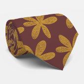 Cravate Jolie fleur - Brown doré sur Brown (Roulé)