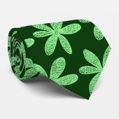 Cravate Jolie fleur - Mint vert sur vert foncé (Roulé)