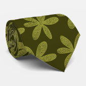 Cravate Jolie Fleur - Olive sur Vert Trouble (Roulé)