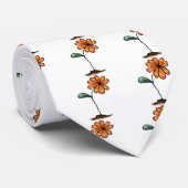 Cravate Jolie Fleur Orange (Roulé)