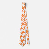 Cravate Jolie fleur - Orange sur blanc (Devant)