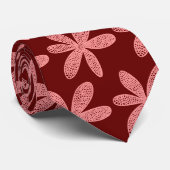 Cravate Jolie fleur - Rose doux sur Maroon (Roulé)