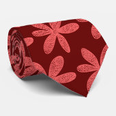 Cravate Jolie fleur - rose tropicale sur Maroon (Roulé)