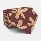 Cravate Jolie fleur - Sable sur Brown (Roulé)