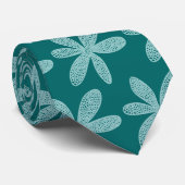 Cravate Jolie fleur - Vert clair sur Vert mousse (Roulé)