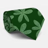 Cravate Jolie fleur - Vert de l'Armée sur Vert foncé (Roulé)